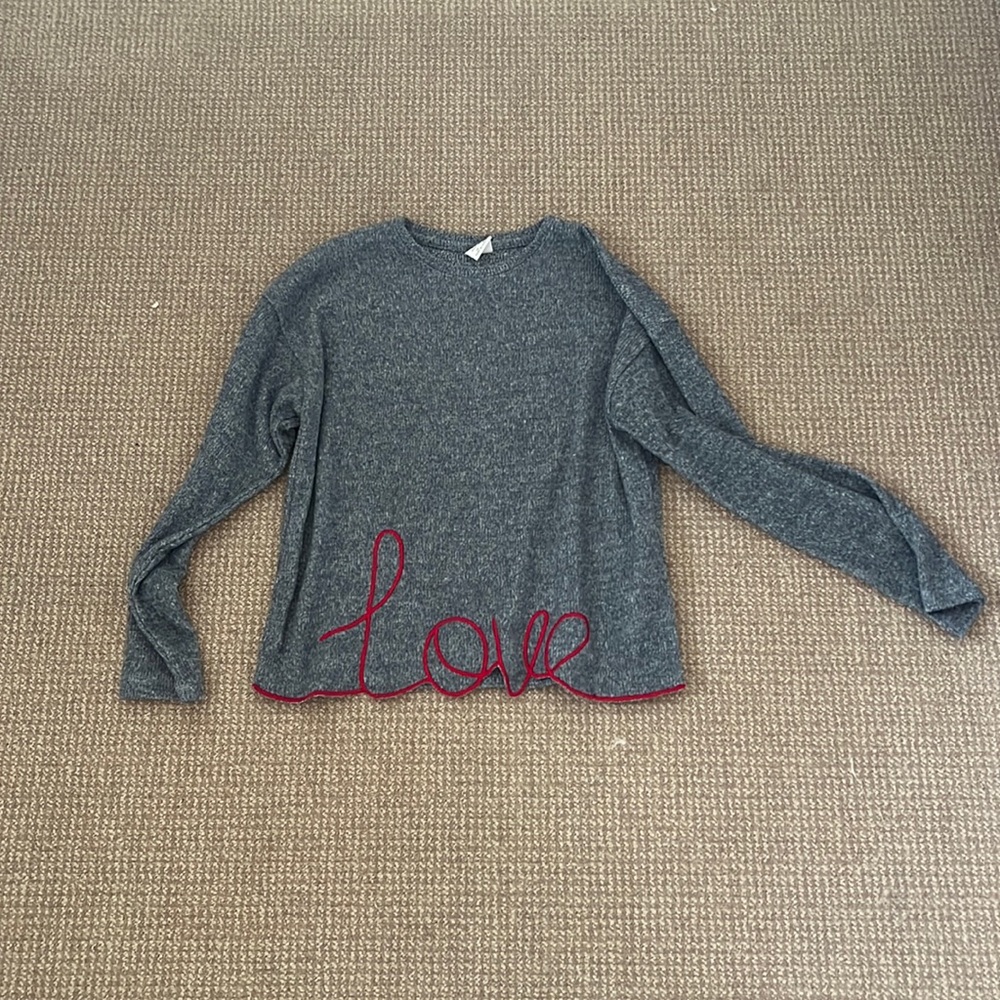 Zara kids cropped love sweater size 11-12